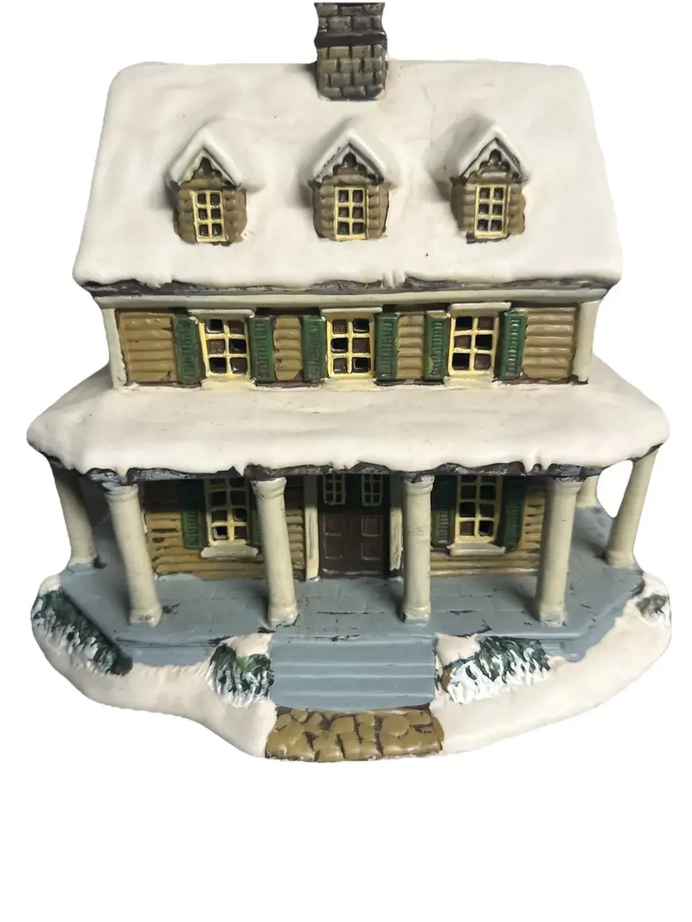 Christmas Village Colonial Mansion House w/ Columns - Holiday Decor